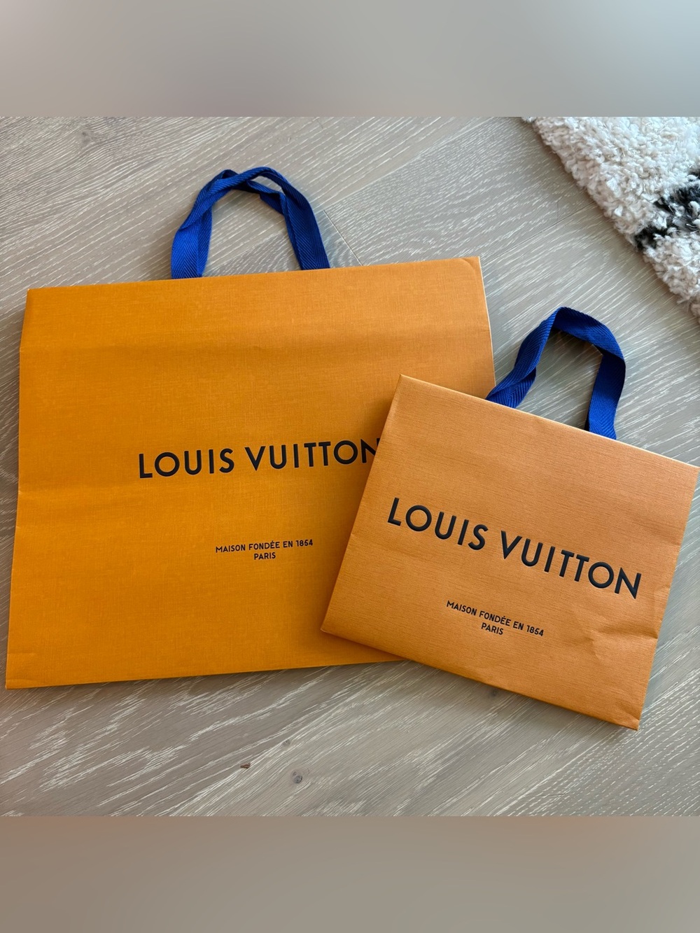 Louis Vuitton Signature Gift Bag Set with Blue Ribbon Handles